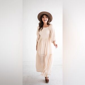 Elegant Cream Maxi Dress